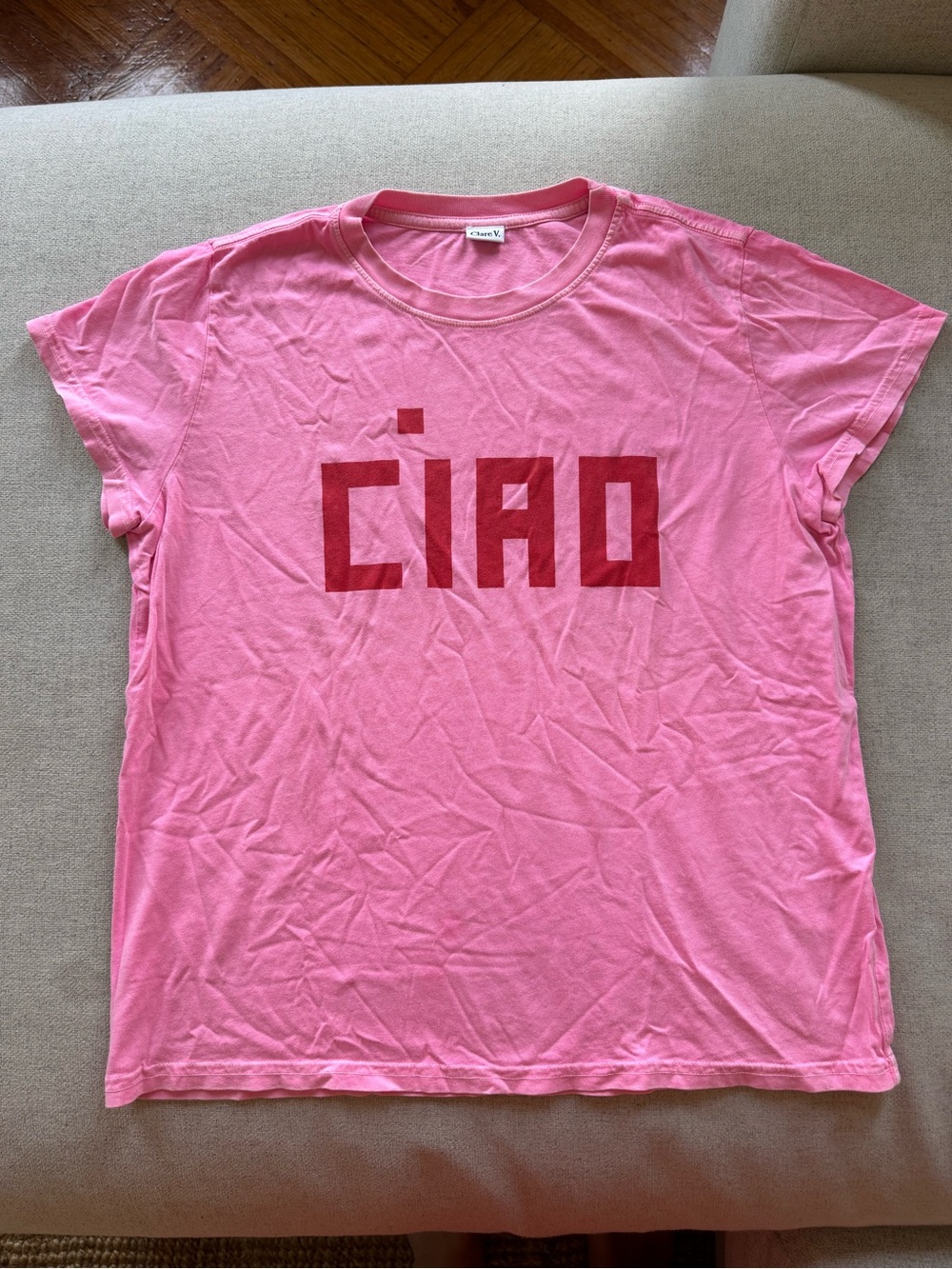 Clare V. Classic Tee - Pink Ciao